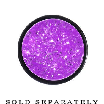00 Gauge Purple Acrylic Silver Glitter Taper