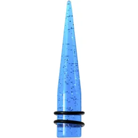 1/2 Blue Acrylic Silver Glitter Taper