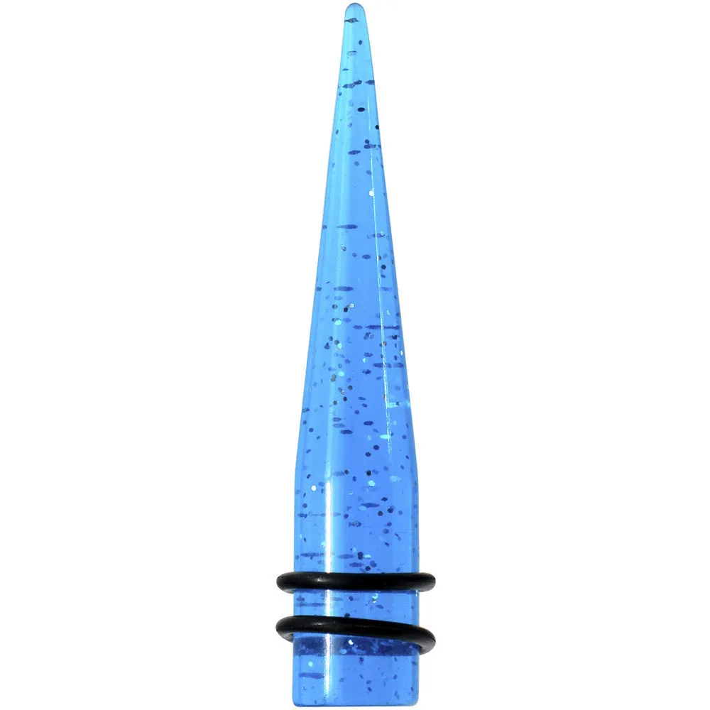 1/2 Blue Acrylic Silver Glitter Taper