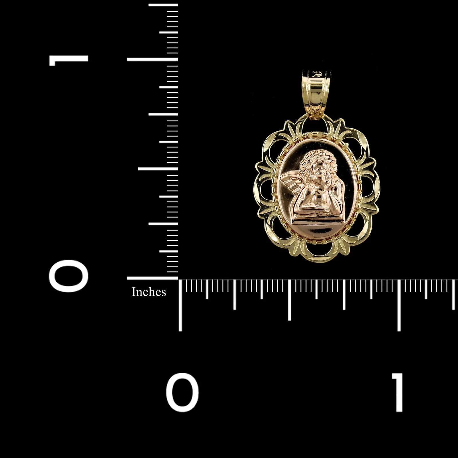 14K Rose and Yellow Gold Estate Guardian Angel Charm