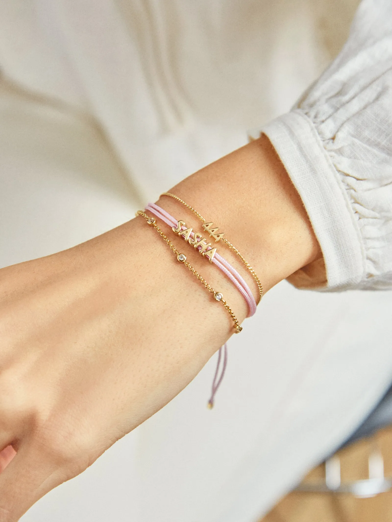 18K Gold Angel Number Custom Nameplate Bracelet - Gold