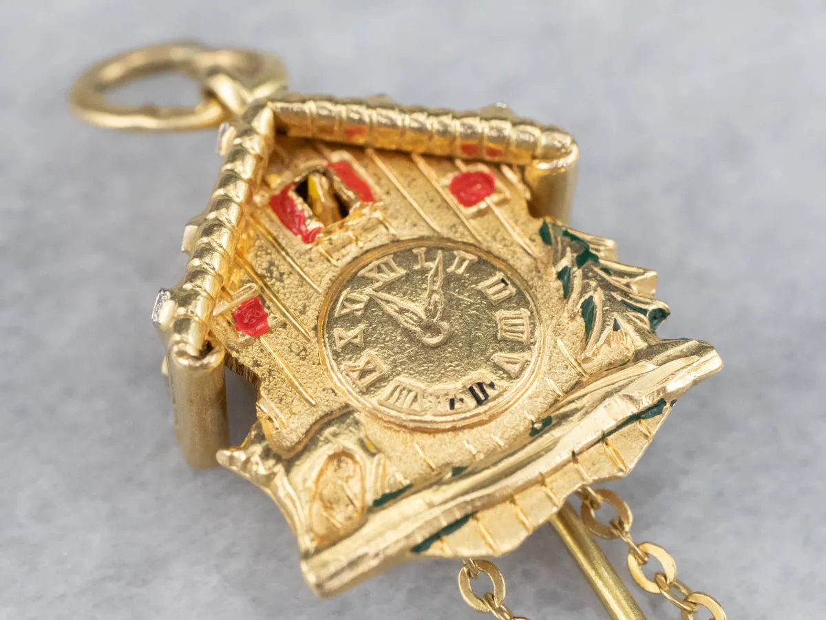 18K Gold Bavarian Cuckoo Clock Charm