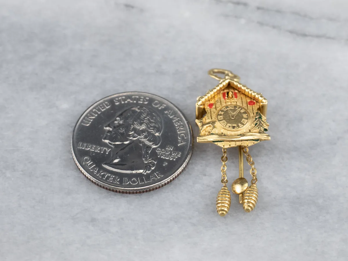 18K Gold Bavarian Cuckoo Clock Charm