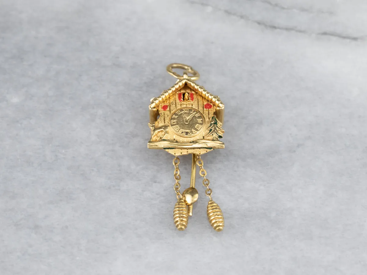 18K Gold Bavarian Cuckoo Clock Charm