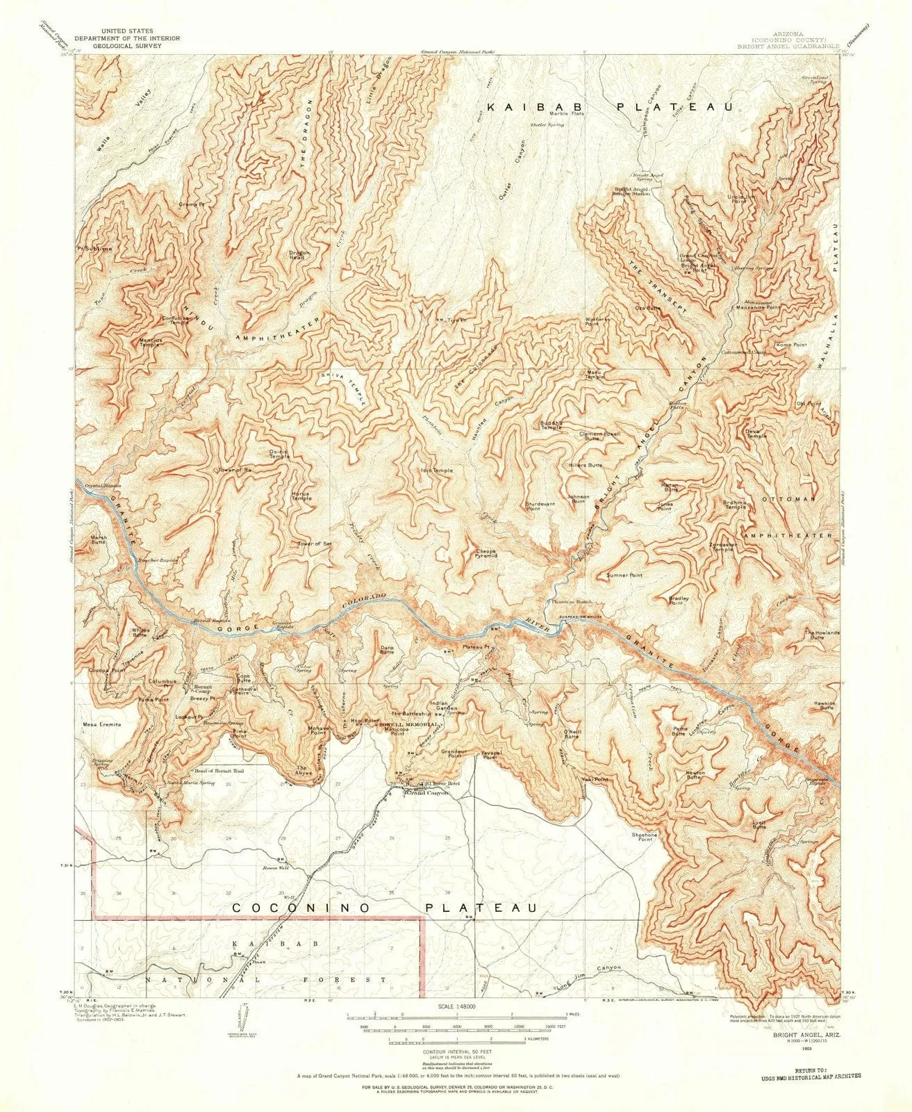 1903 Bright Angel, AZ - Arizona - USGS Topographic Map