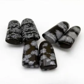 19x10mm California Snowflake Obsidian Tongue Cabs