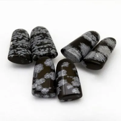 19x10mm California Snowflake Obsidian Tongue Cabs