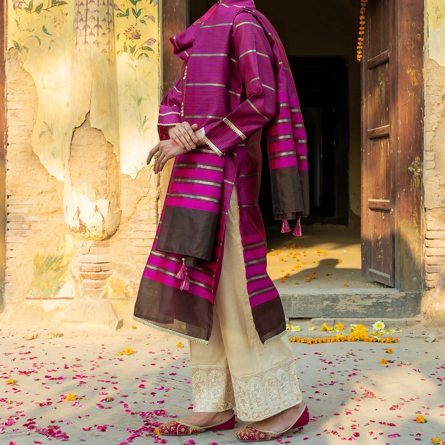 2PC- Khadi Net Shirt & Dupatta PS3398