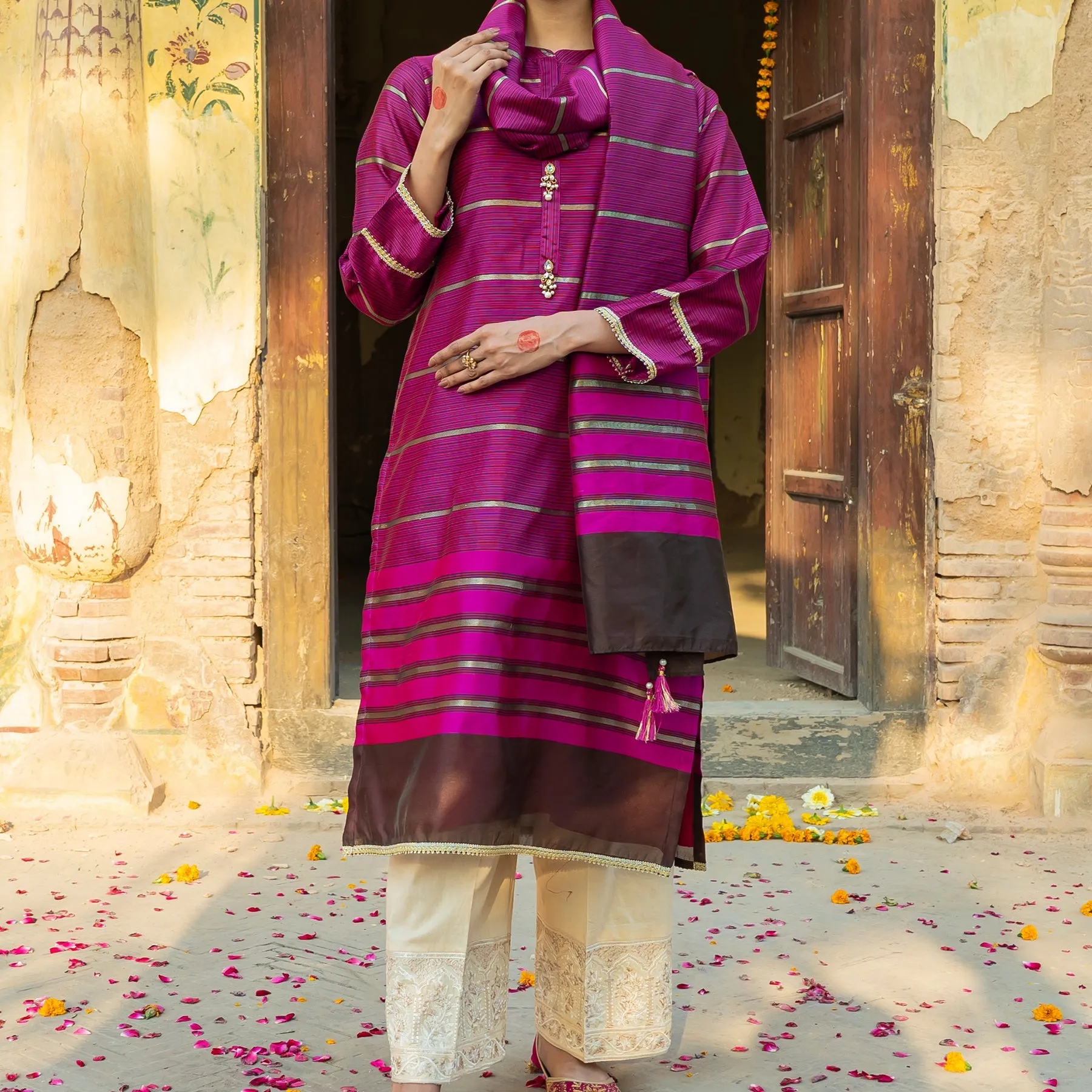 2PC- Khadi Net Shirt & Dupatta PS3398