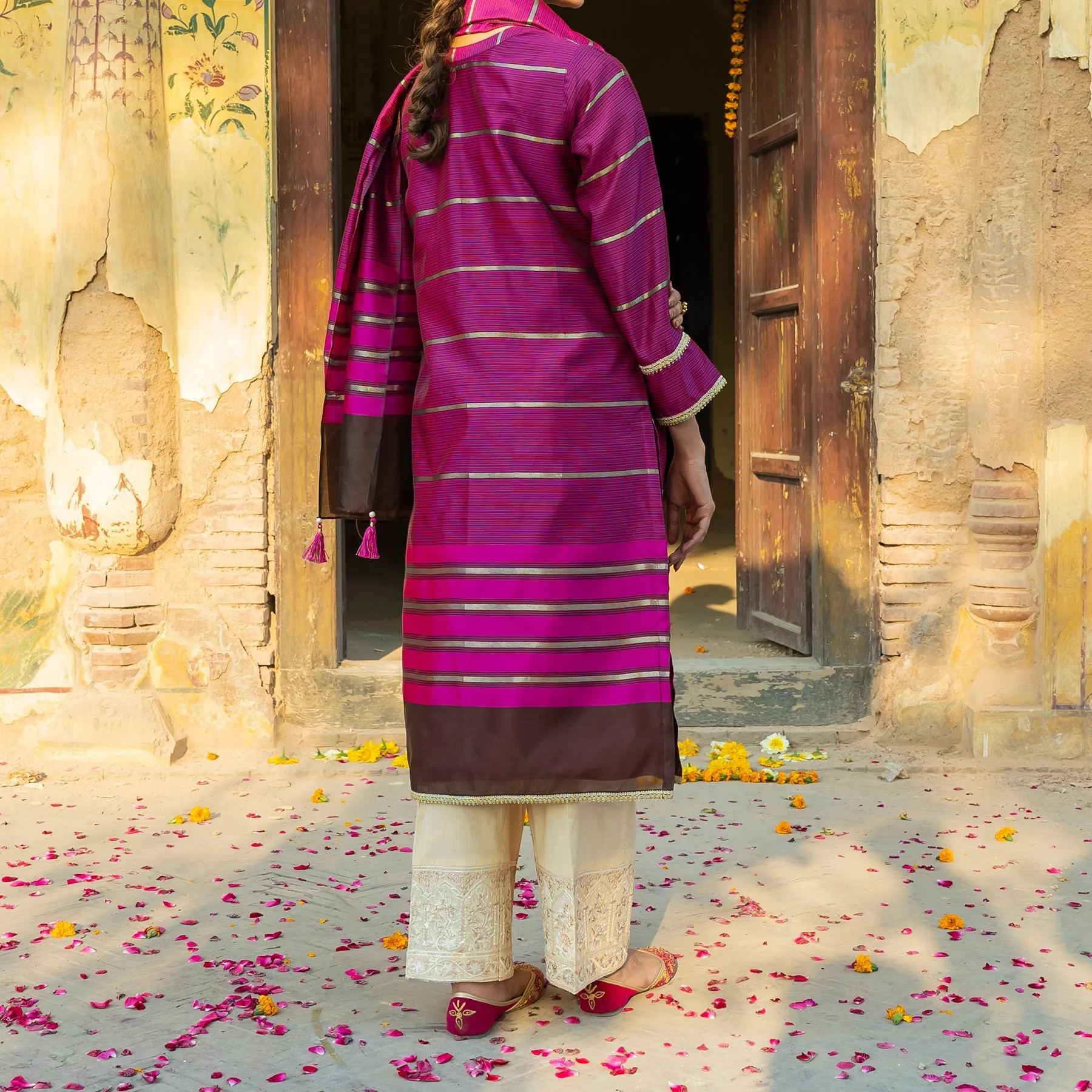 2PC- Khadi Net Shirt & Dupatta PS3398
