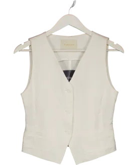3. another White Cotton / Linen Blend Waistcoat Top UK S