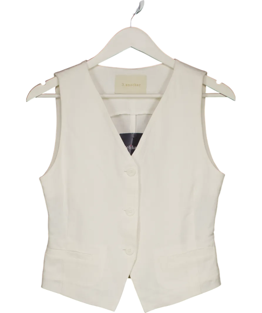 3. another White Cotton / Linen Blend Waistcoat Top UK S