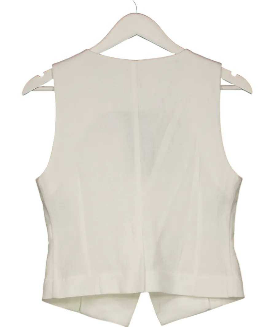 3. another White Cotton / Linen Blend Waistcoat Top UK S