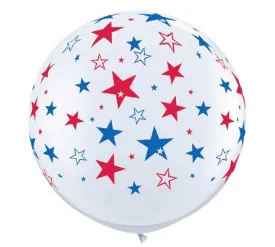 3' Red Blue Stars Latex Balloon