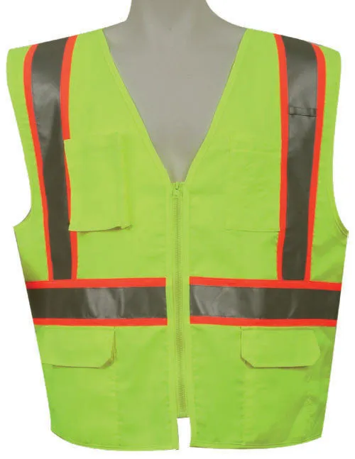 3A Safety - ANSI Certified Multi-pocket Safety Vest Lime Color Size Large