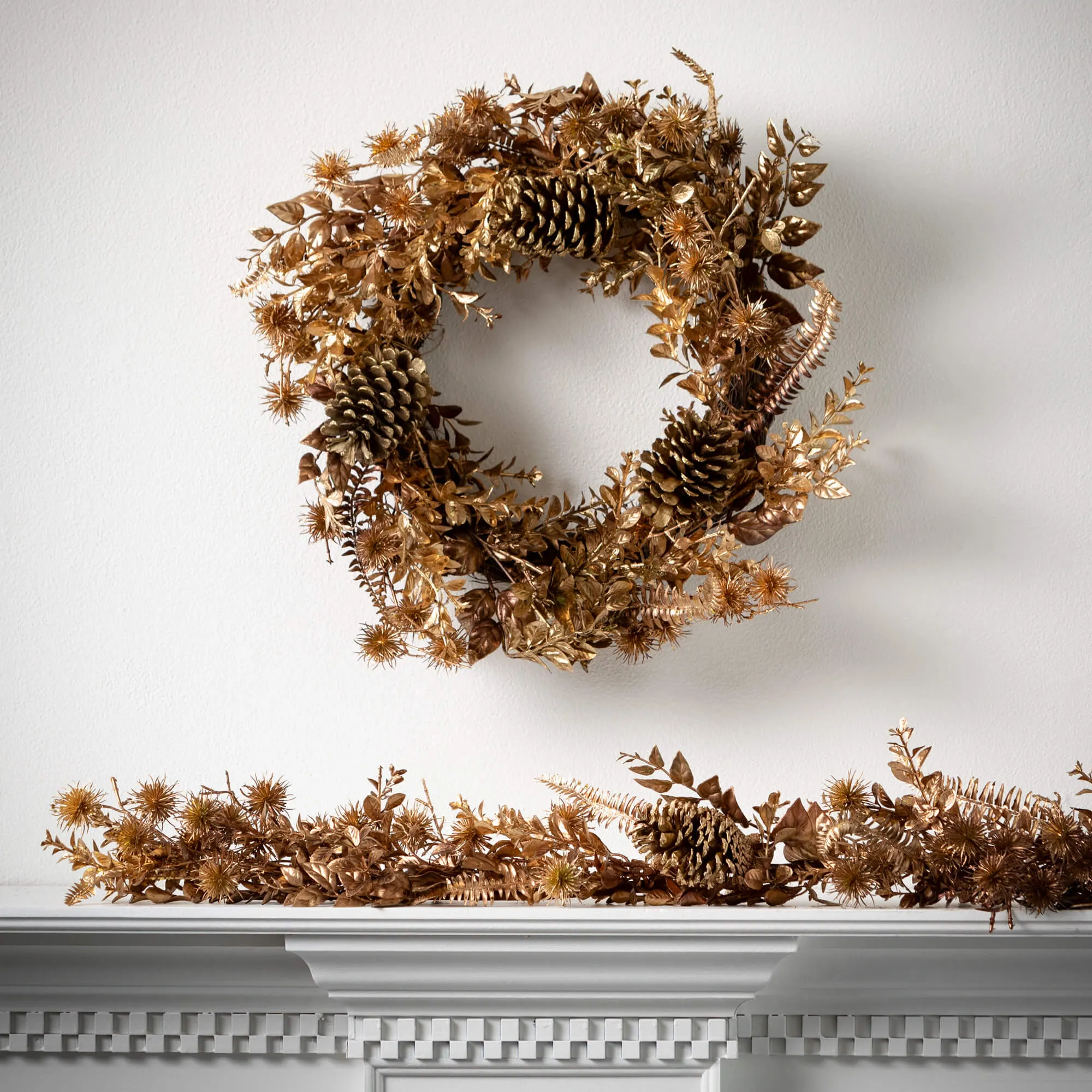 45"L Sullivans Burnished Gold Foliage Garland, Gold Christmas Garland