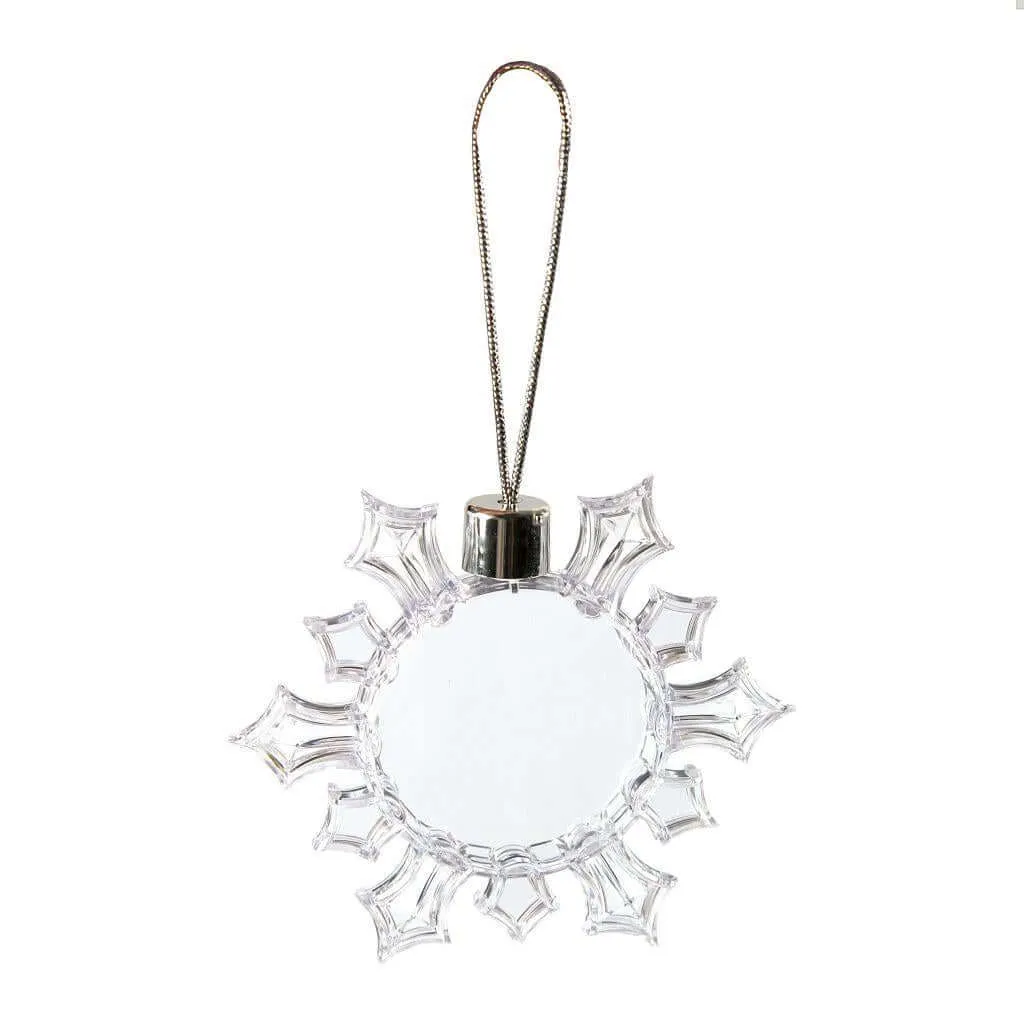 53mm Round Blank Plastic Snowflake Tree Decoration - Pack of 6