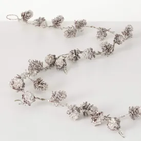5'L Sullivans Iced Pinecone Garland, White Christmas Garland