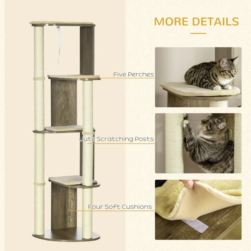 65.2" Multi-Level Cat Tree - Cream White
