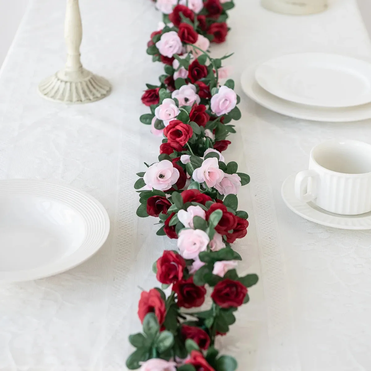 8.2 Feet Artificial Rose Flowers Garland - Perfect for Wedding, Home, and Room Decorations, Spring & Autumn