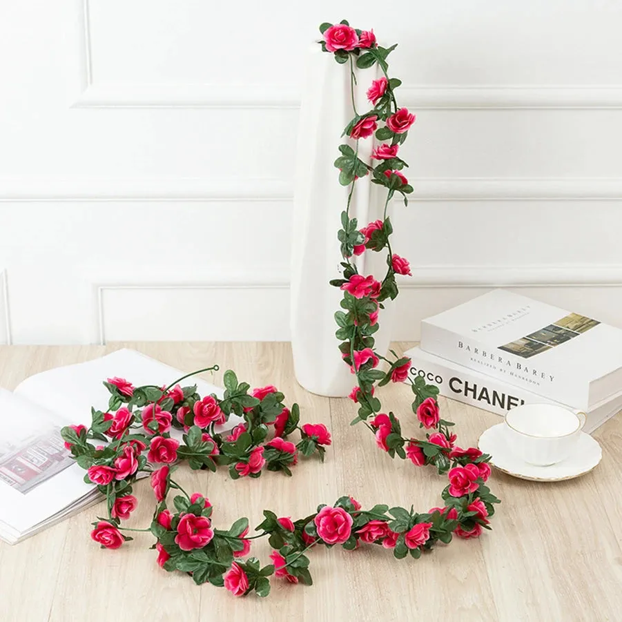 8.2 Feet Artificial Rose Flowers Garland - Perfect for Wedding, Home, and Room Decorations, Spring & Autumn