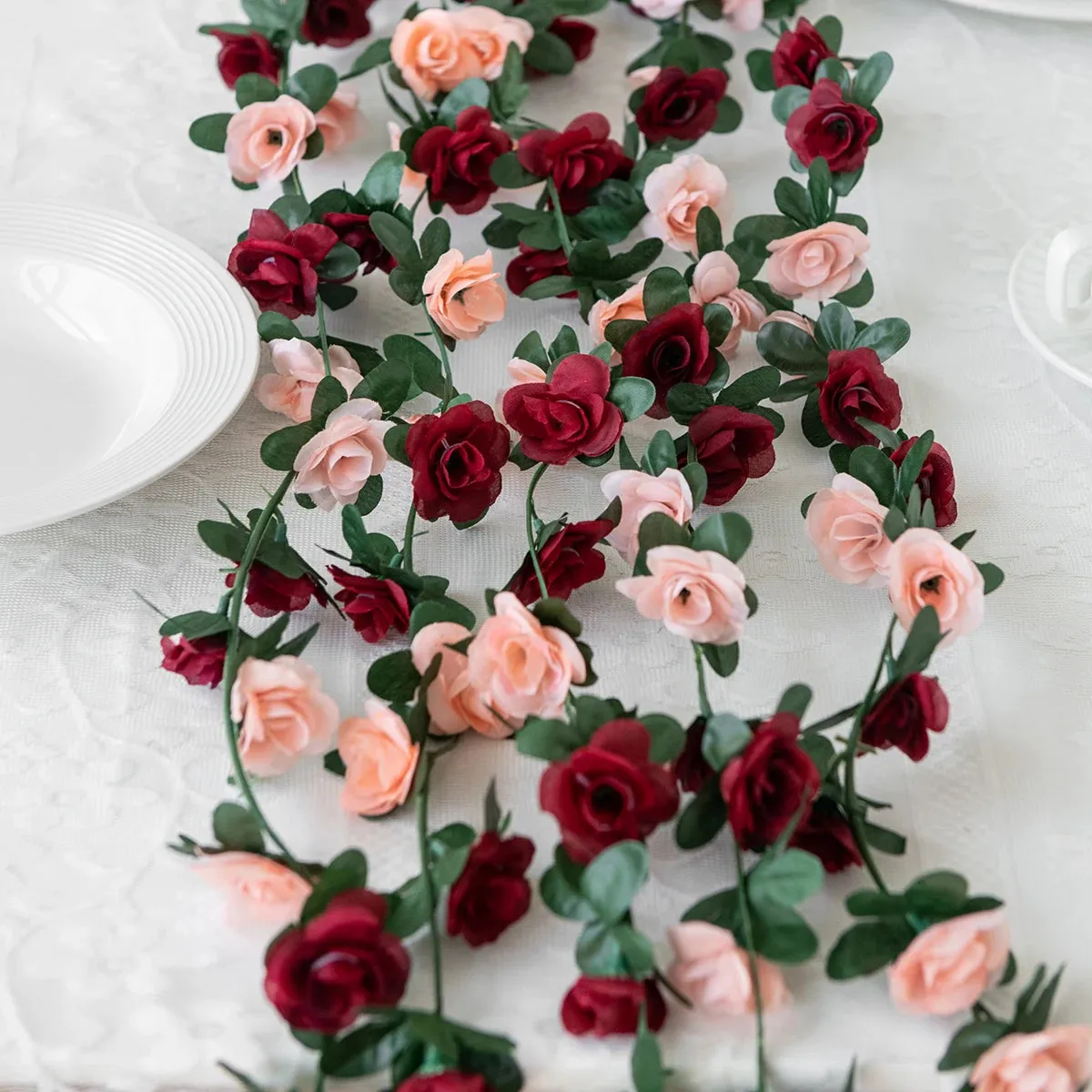 8.2 Feet Artificial Rose Flowers Garland - Perfect for Wedding, Home, and Room Decorations, Spring & Autumn