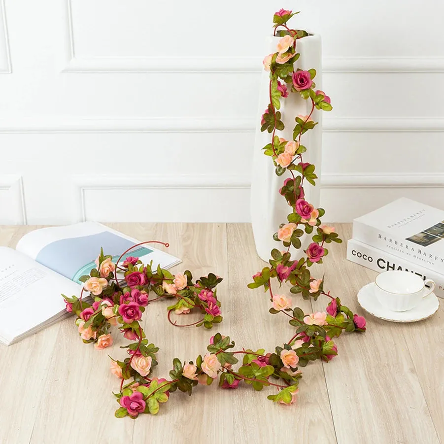 8.2 Feet Artificial Rose Flowers Garland - Perfect for Wedding, Home, and Room Decorations, Spring & Autumn