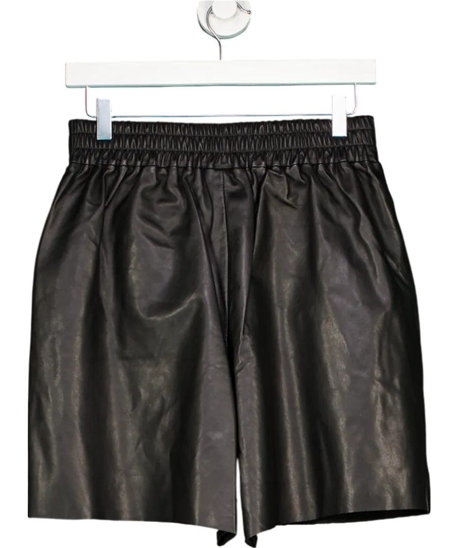All Saints Black Arla Lea Leather Shorts UK 6