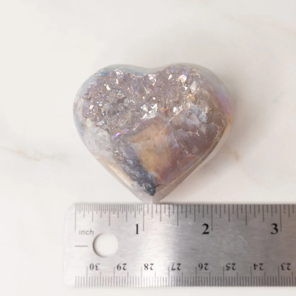 Angel Aura Quartz Drusy Heart