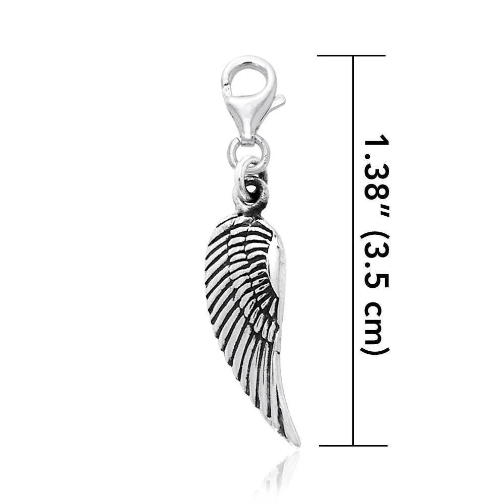 Angel Wing Silver Clip Charm TWC086