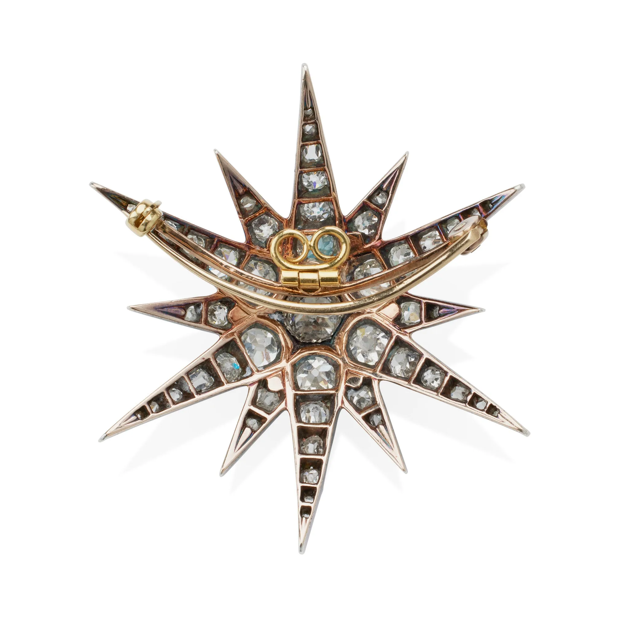 Antique Old Mine-cut Diamond Star Brooch