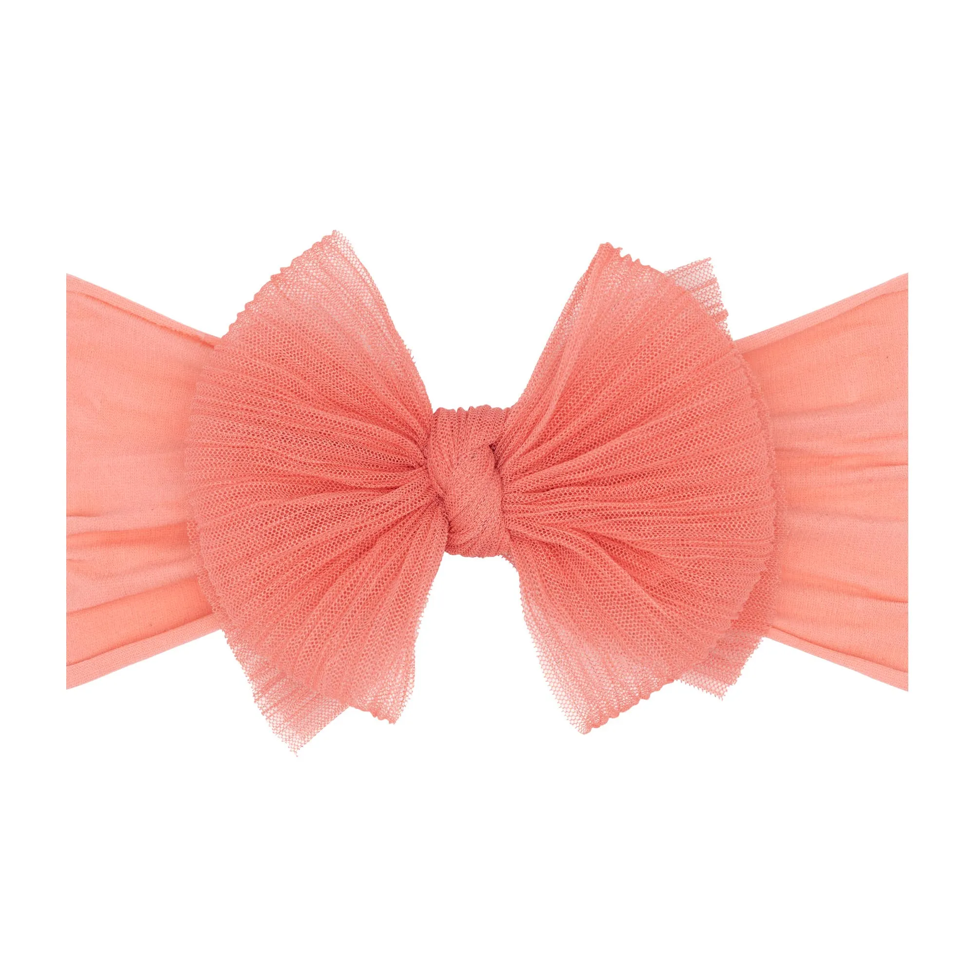 Baby Bling® Tulle FAB® soft nylon headband with tulle bow: Pleated Blush