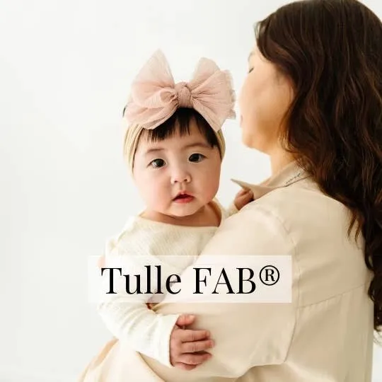 Baby Bling® Tulle FAB® soft nylon headband with tulle bow: Pleated Blush