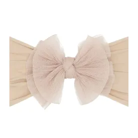 Baby Bling® Tulle FAB® soft nylon headband with tulle bow: Pleated Blush