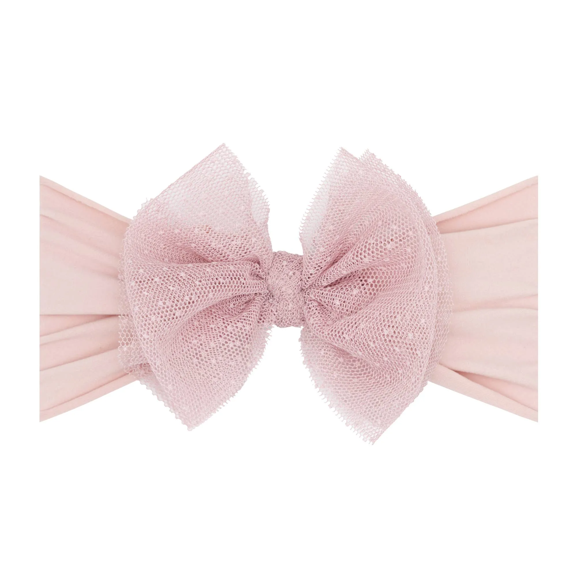 Baby Bling® Tulle FAB® soft nylon headband with tulle bow: Pleated Blush