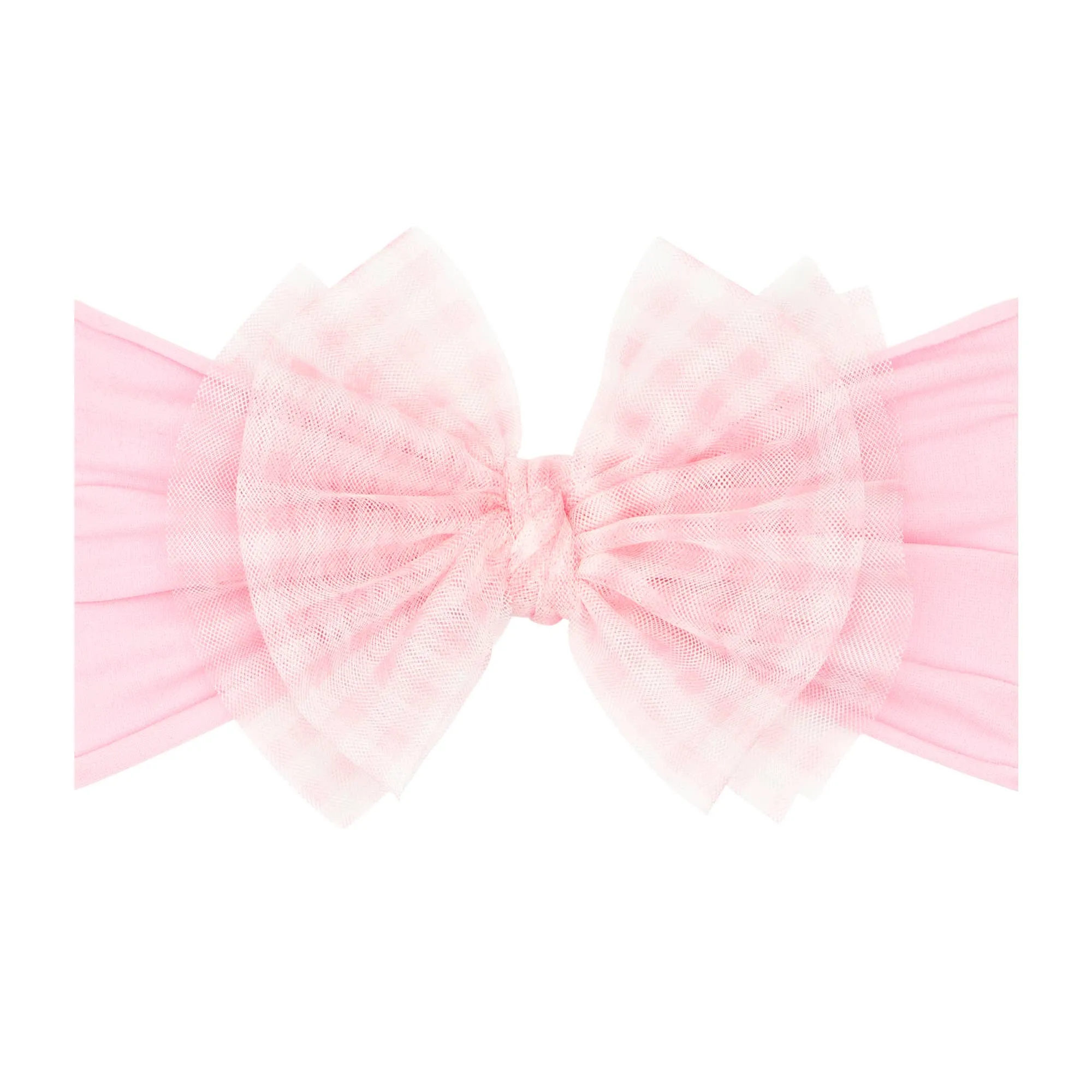 Baby Bling® Tulle FAB® soft nylon headband with tulle bow: Pleated Blush
