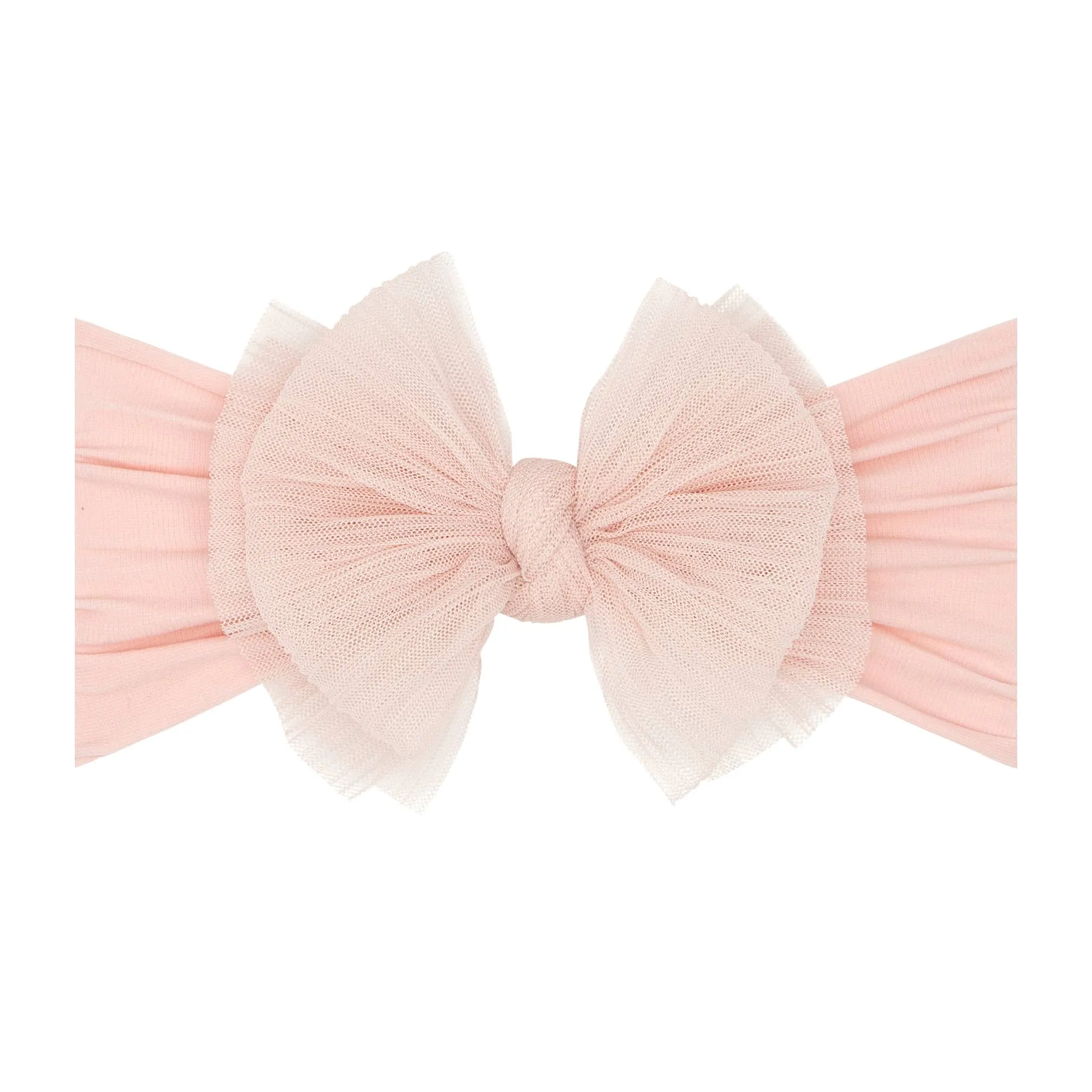 Baby Bling® Tulle FAB® soft nylon headband with tulle bow: Pleated Blush