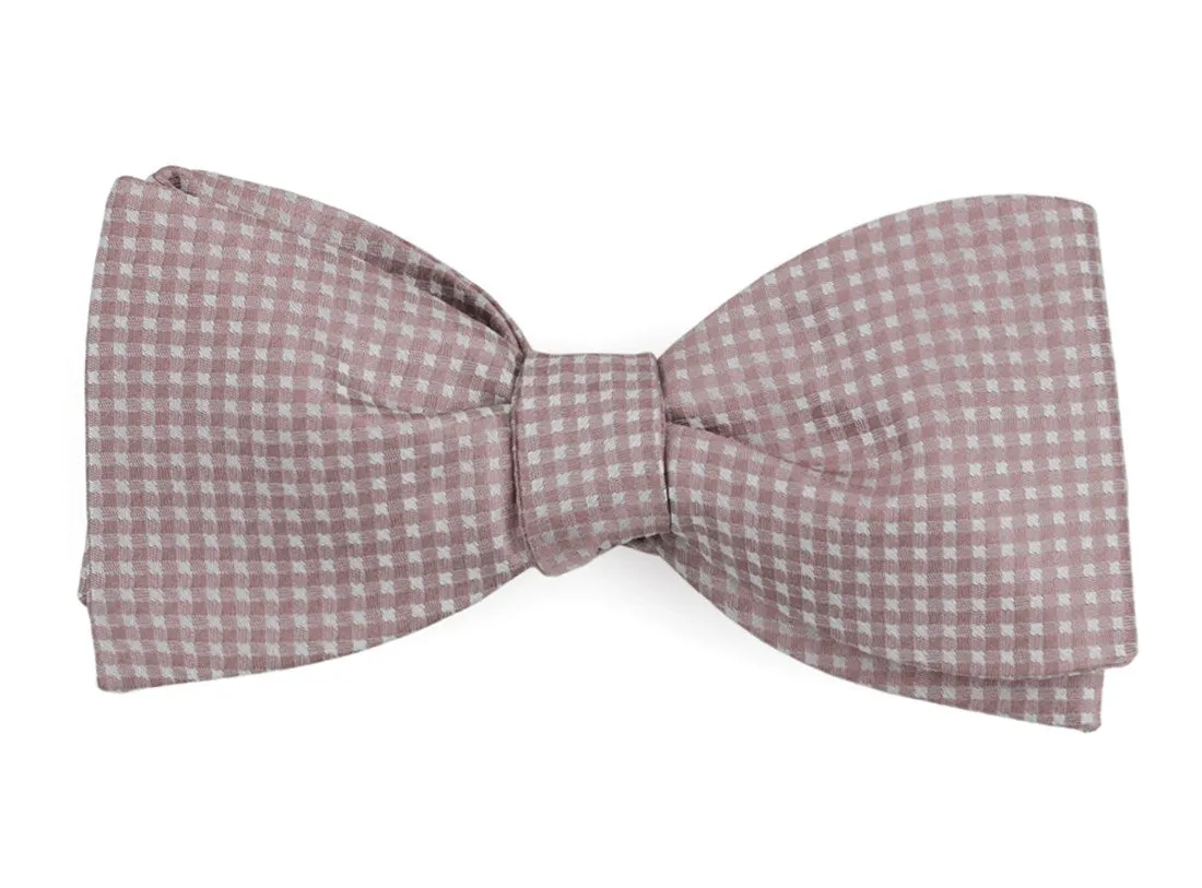 Be Married Checks Mauve Stone Bow Tie
