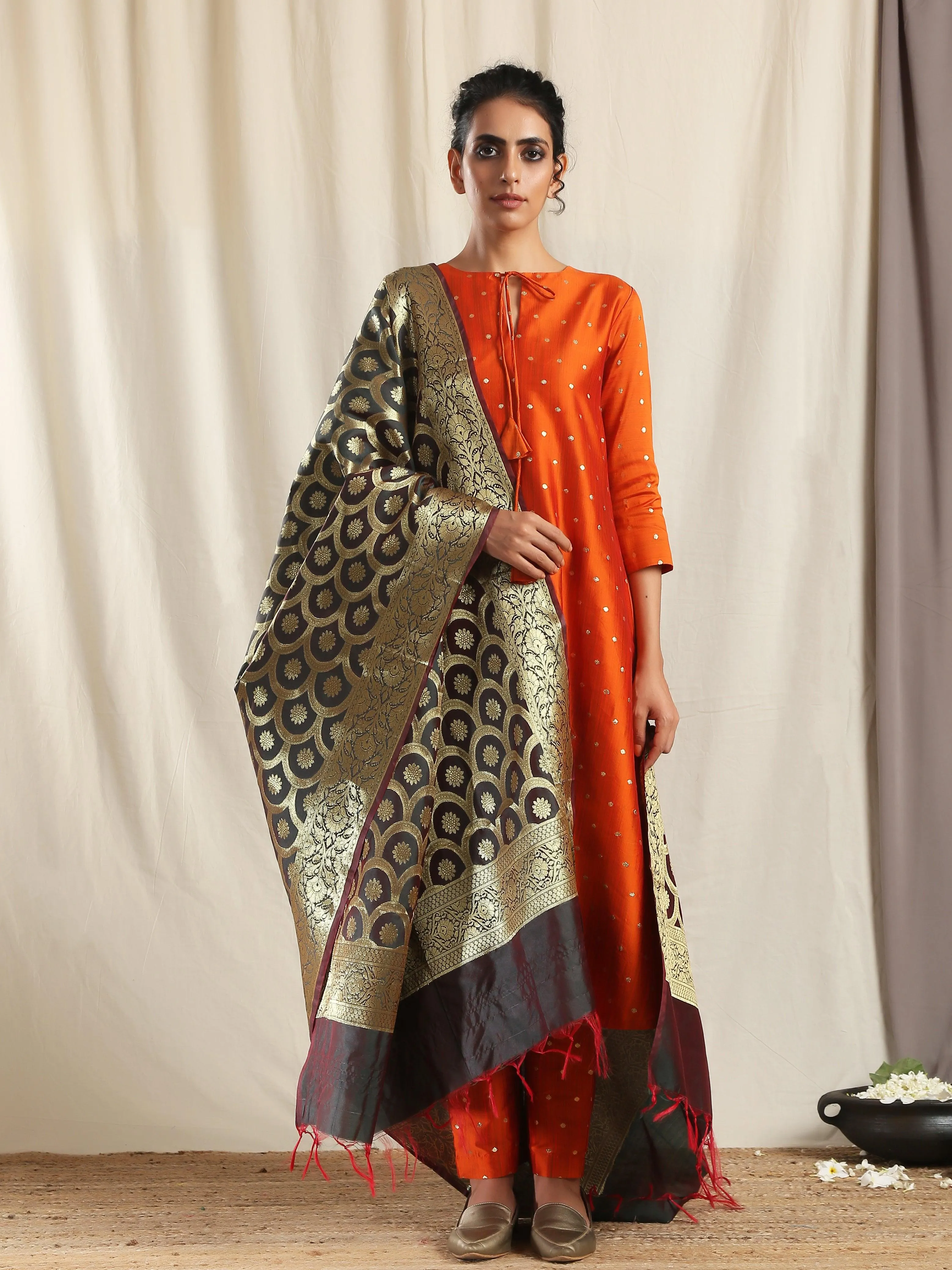 Black Brocade Dupatta