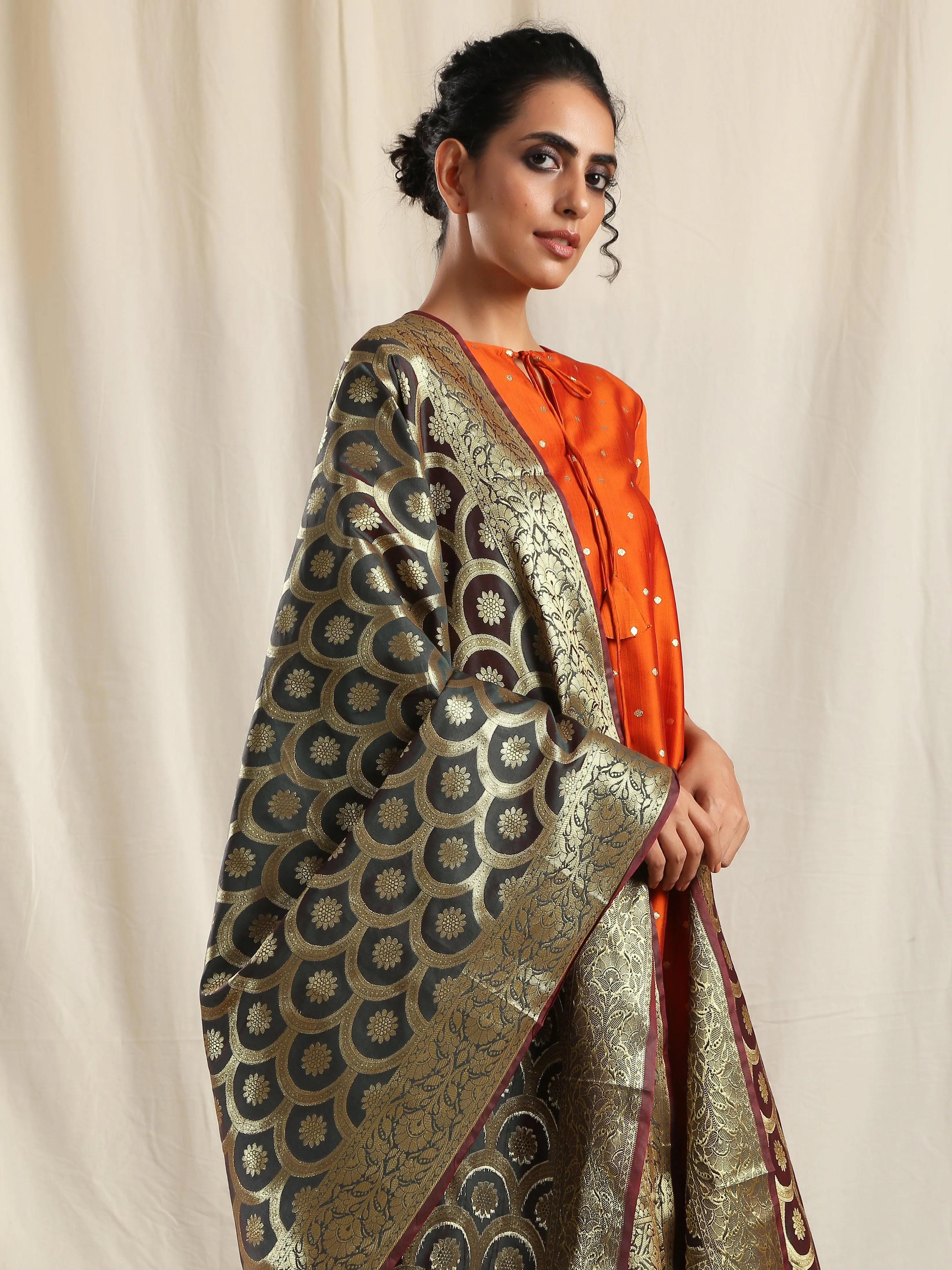Black Brocade Dupatta