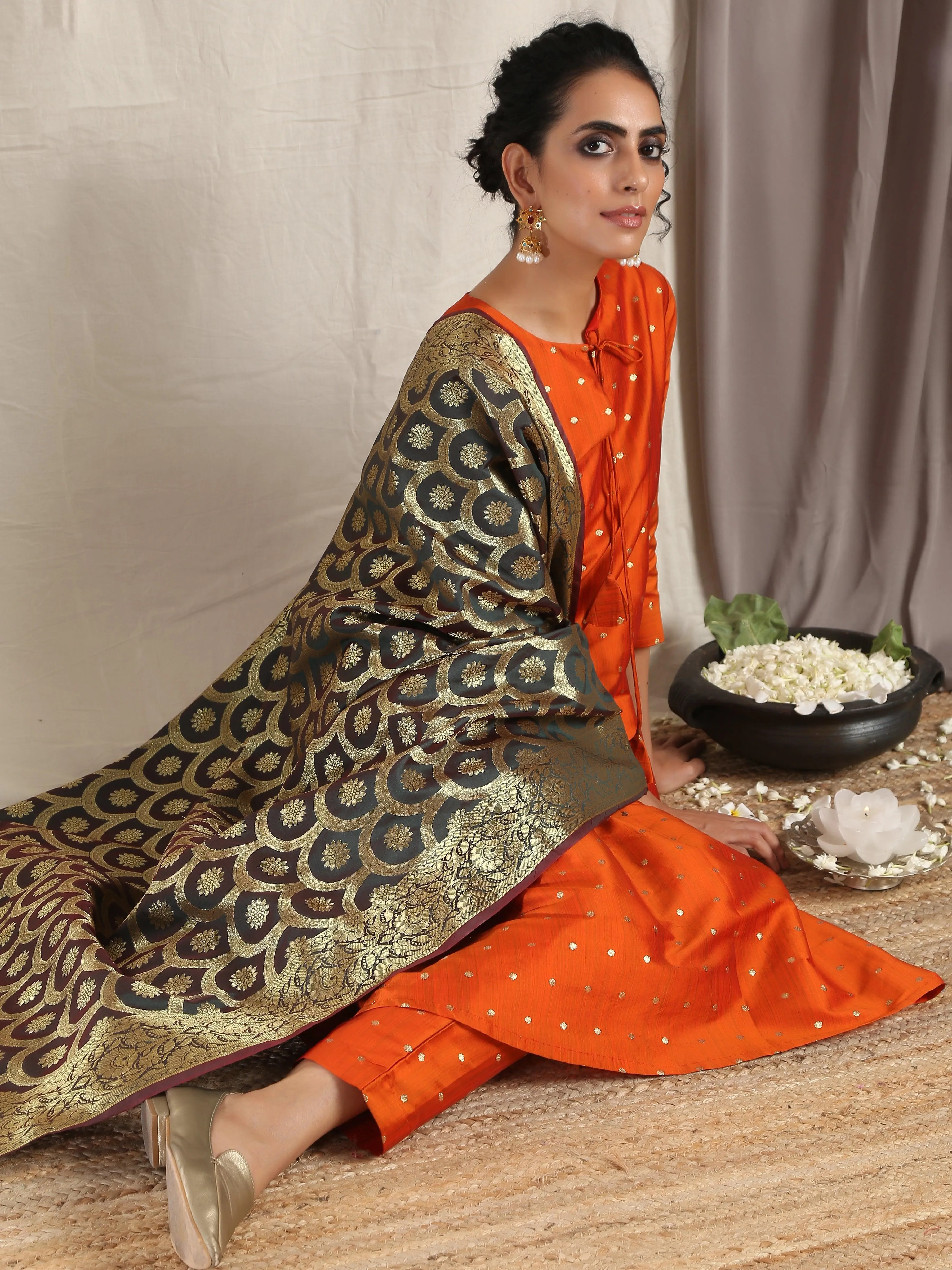 Black Brocade Dupatta