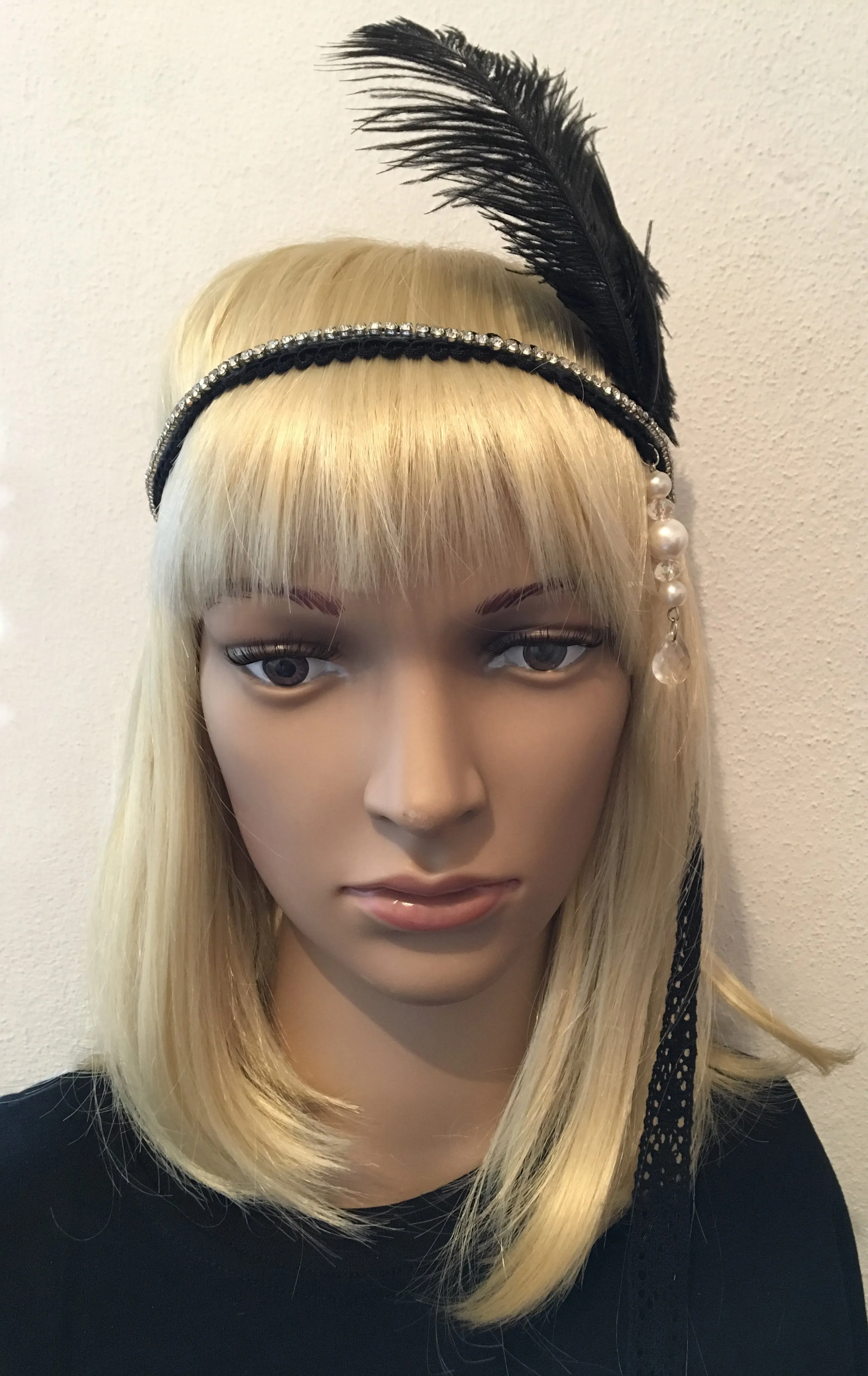 Black Diamante Gatsby Headband