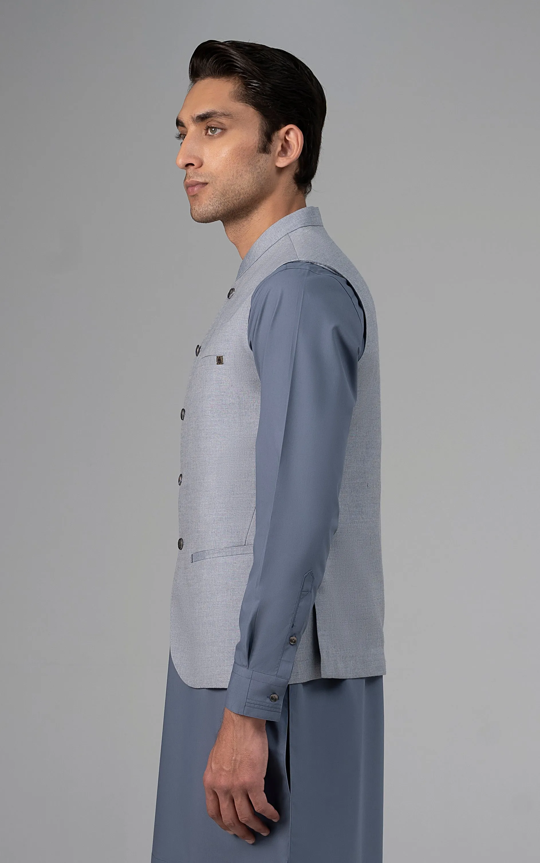 BLENDED WAISTCOAT - PREMIUM COLLECTION  LIGHT GREY