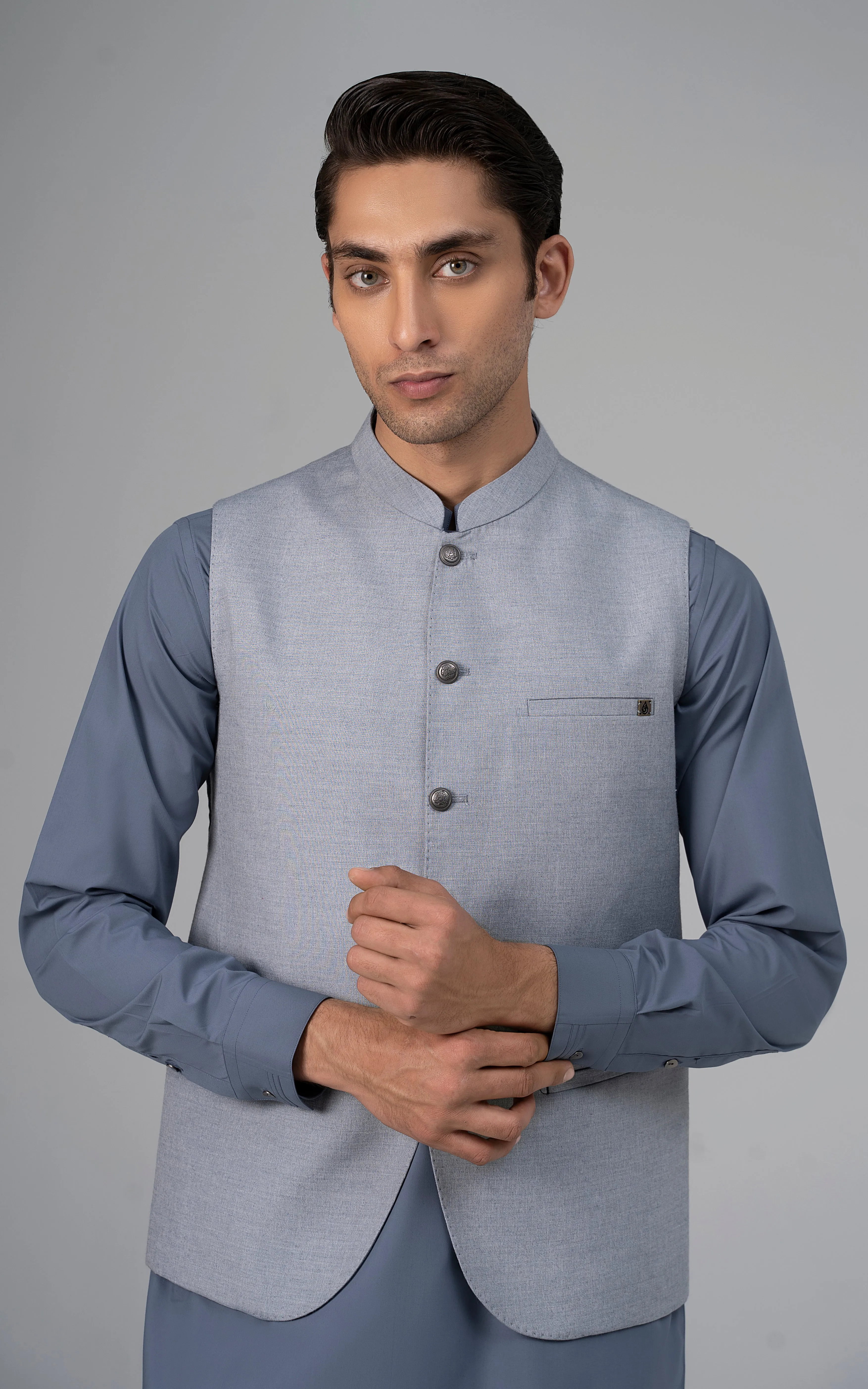 BLENDED WAISTCOAT - PREMIUM COLLECTION  LIGHT GREY