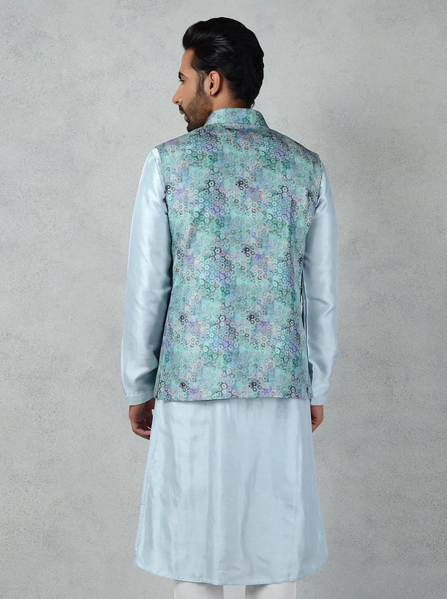 Blue & Multi Bandhgala Jacket | TULA