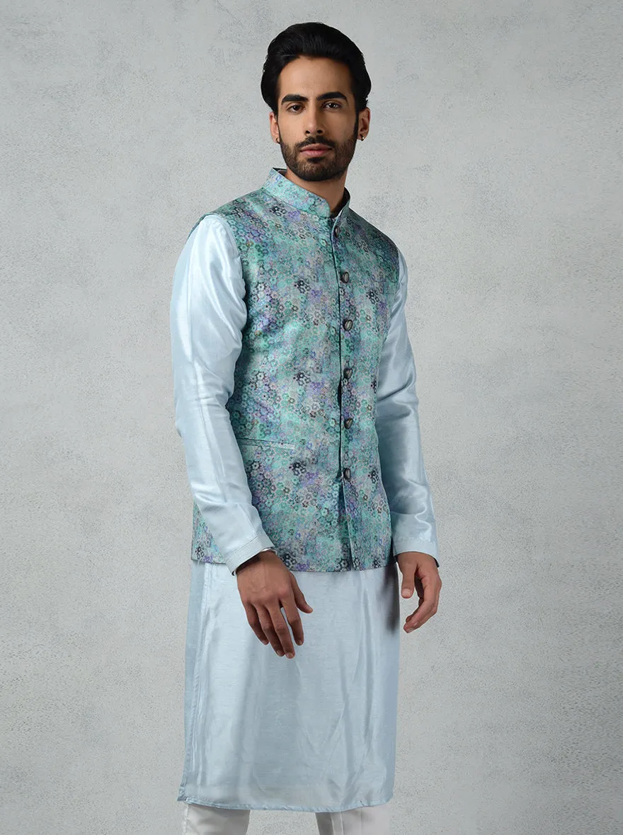 Blue & Multi Bandhgala Jacket | TULA