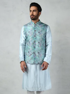 Blue & Multi Bandhgala Jacket | TULA