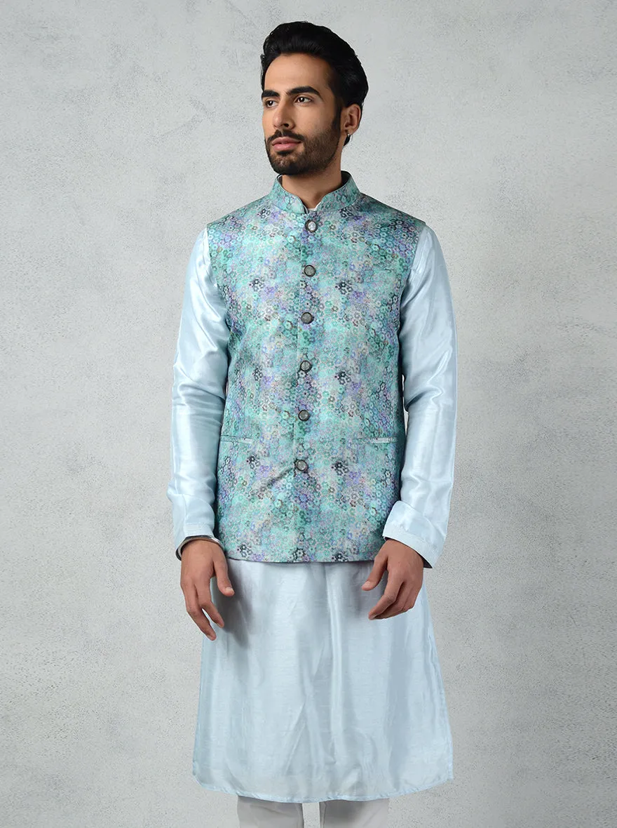 Blue & Multi Bandhgala Jacket | TULA