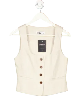 BOA Beige Scoop Neck Linen Waistcoat UK XS
