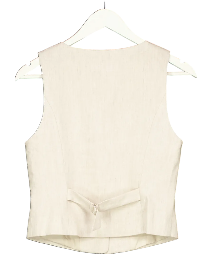 BOA Beige Scoop Neck Linen Waistcoat UK XS